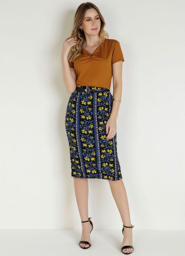 Rosalie - Blusa Caramelo com Franzido Moda Evangélica 4