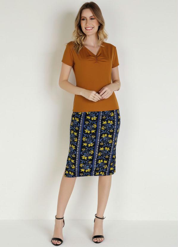 Rosalie - Blusa Caramelo com Franzido Moda Evangélica 5