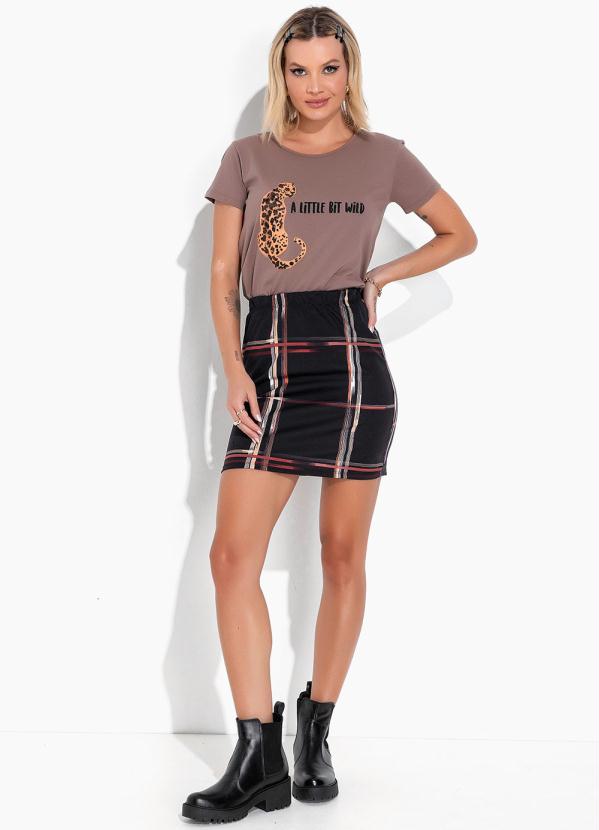 Moda Pop - Blusa Chocolate com Estampa Localizada 4