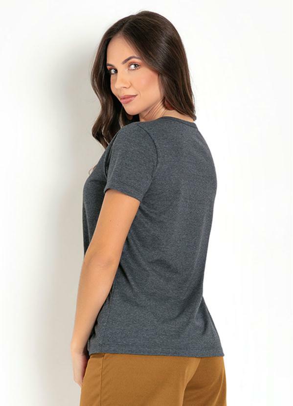 Moda Pop - Blusa Chumbo com Estampa com Brilho 2