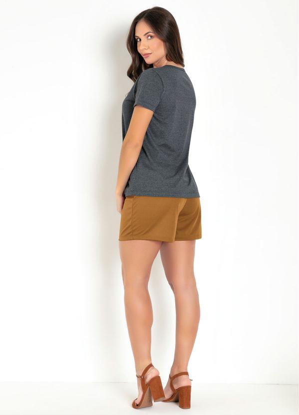 Moda Pop - Blusa Chumbo com Estampa com Brilho 5