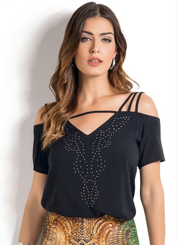 Vinculo Basic - Blusa Ciganinha com Alças Preta 3