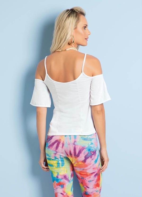 Outlet - Blusa Ciganinha com Recortes Branca 2