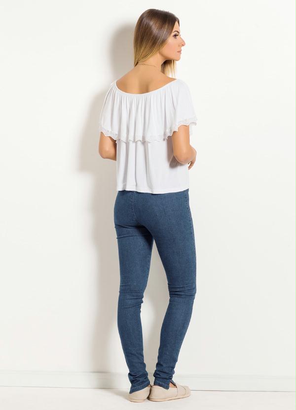 Quintess - Blusa Ciganinha Quintess Branca com Babado 5