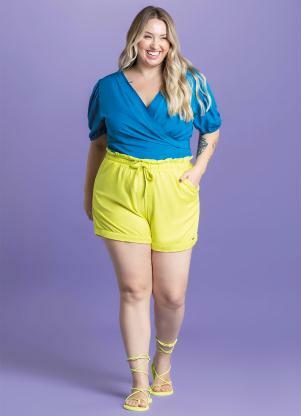 Marialícia - Blusa com Amarração Azul - MARIALÍCIA