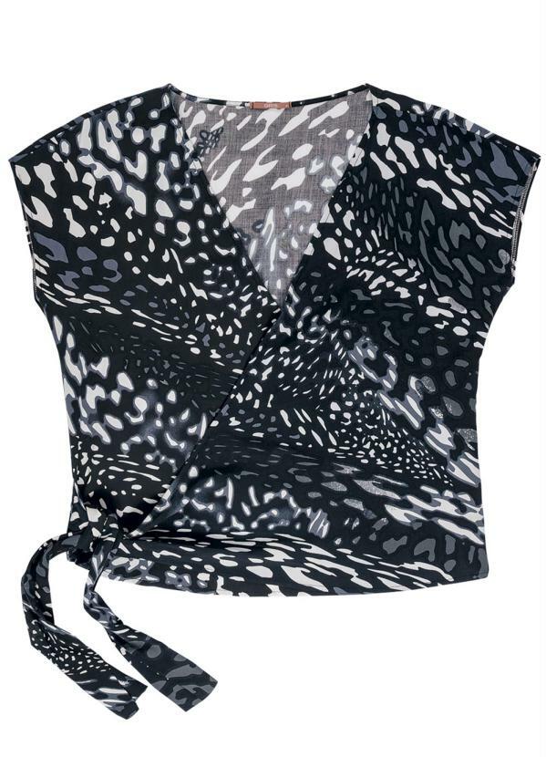 Gris - Blusa com Amarração Lateral Preto