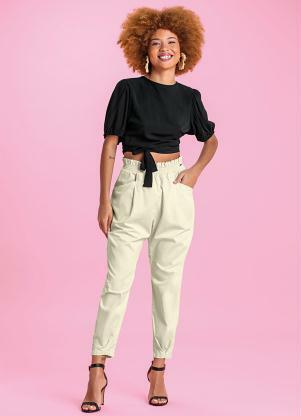 Marialícia - Blusa com Amarração Preto - MARIALÍCIA