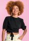 Marialícia - Blusa com Amarração Verde - variação: Preto