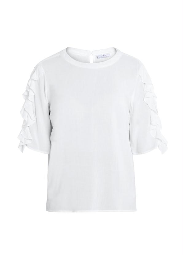 bonprix - Blusa com Babados nas Mangas Branca 5