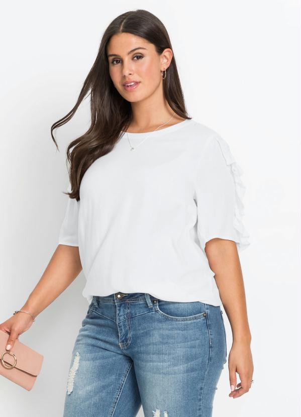 bonprix - Blusa com Babados nas Mangas Branca 6