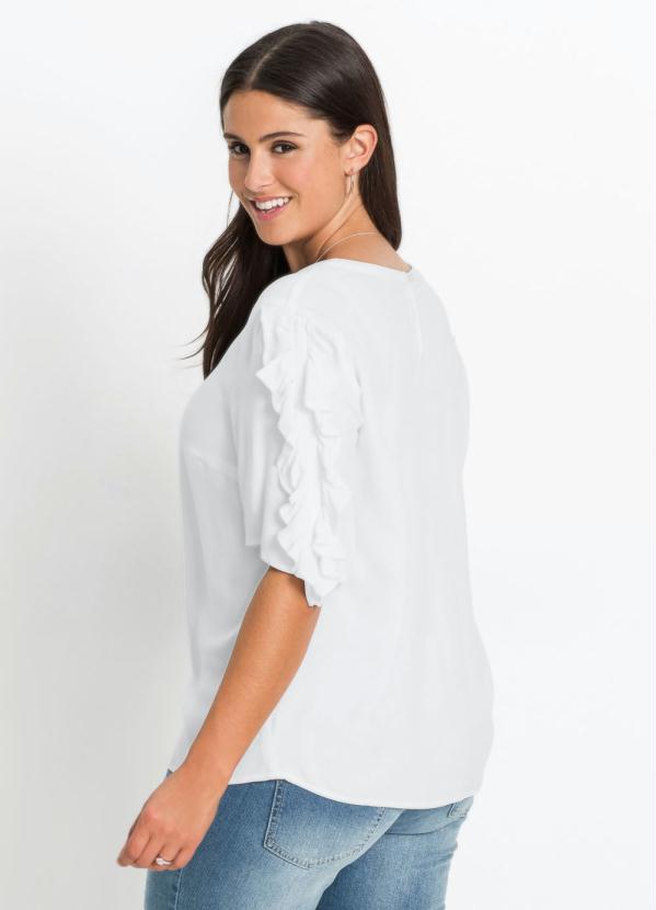 bonprix - Blusa com Babados nas Mangas Branca 7