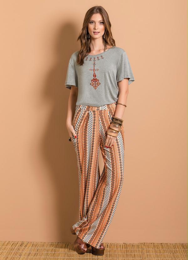 Quintess - Blusa com Bordado Frontal Mescla 3