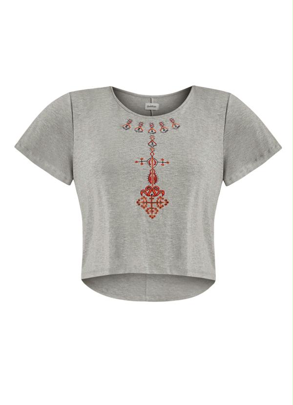 Quintess - Blusa com Bordado Frontal Mescla 5