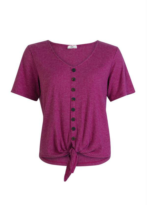 bonprix - Blusa com Botões Amarração Rosa 4