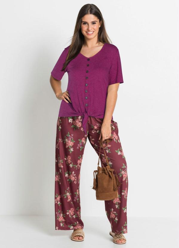 bonprix - Blusa com Botões Amarração Rosa 8