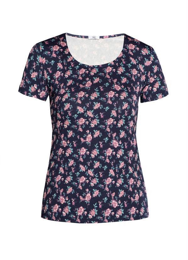 bonprix - Blusa com Decote Redondo Floral Marinho 5