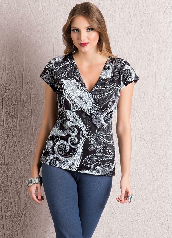 Outlet - Blusa com Decote Transpassado Paisley 4