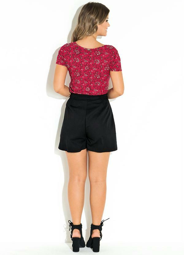 Quintess - Blusa com Decote V Paisley Vermelho Quintess 4
