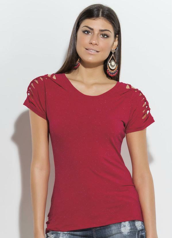 Quintess - Blusa com Detalhe de Macramê Vermelha Quintess