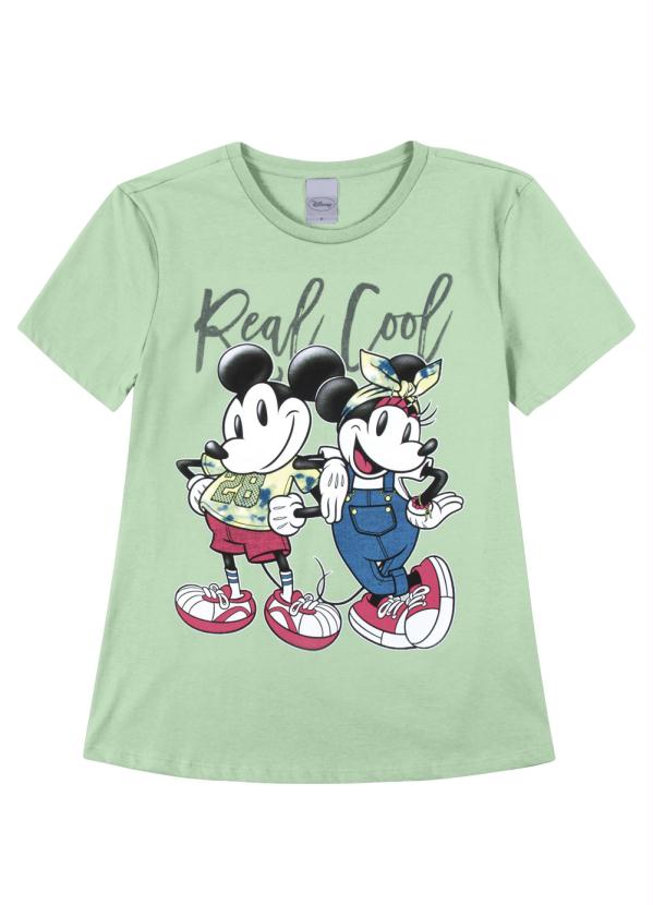 Blusa com Decote V e Estampa Mini Print Verde - Disney