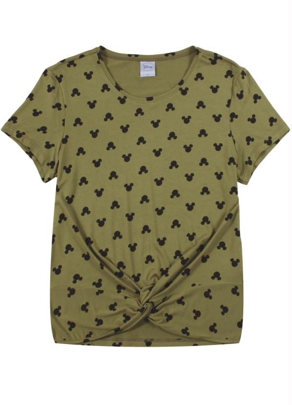 Blusa com Decote V e Estampa Mini Print Verde - Disney