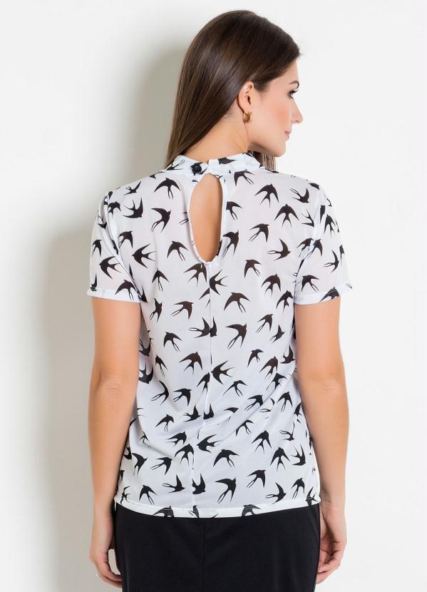 Rosalie - Blusa com Gola Estampa Pássaros Moda Evangélica 2