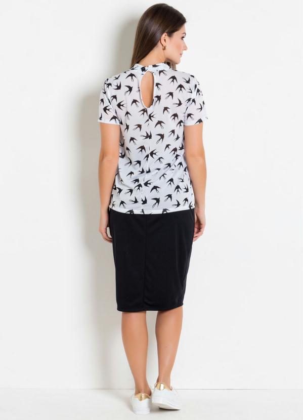 Rosalie - Blusa com Gola Estampa Pássaros Moda Evangélica 4