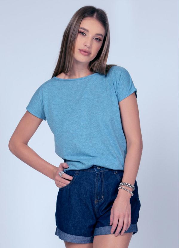 Quintess - Blusa com Manga Curta Azul