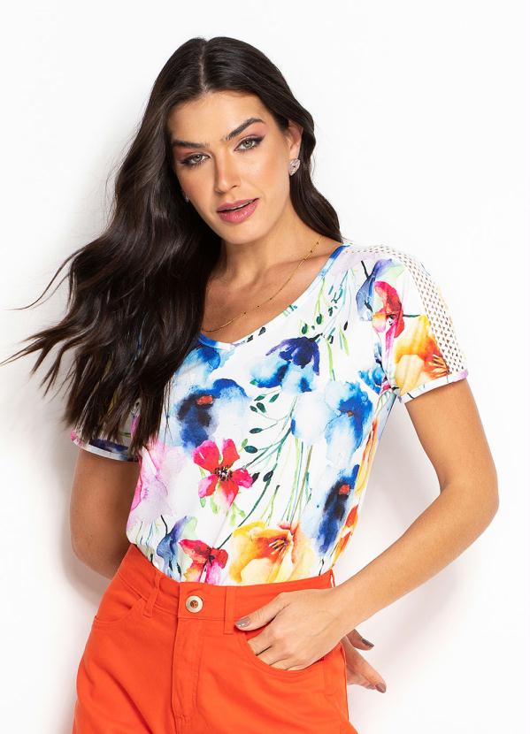 Blusa Com Recorte Floral Aquarelado Romântico - Bonprix