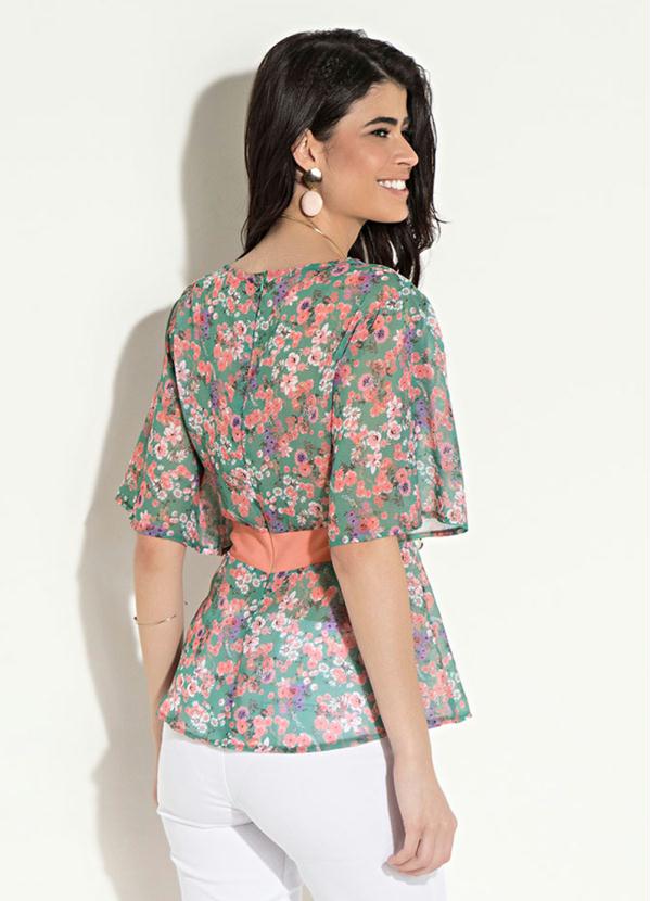 Quintess - Blusa com Recorte Floral Verde Quintess 2