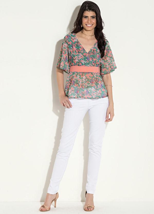 Quintess - Blusa com Recorte Floral Verde Quintess 3