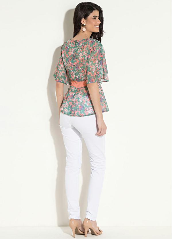 Quintess - Blusa com Recorte Floral Verde Quintess 4