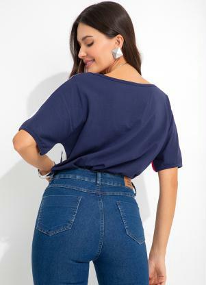 bonprix - Blusa com Recortes Azul - BONPRIX