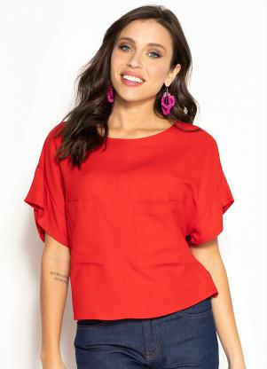 Colcci - Blusa de Crepe Vermelho - COLCCI