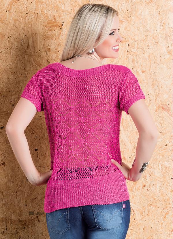 Janine - Blusa de Tricô Pink com Leve Transparência 2