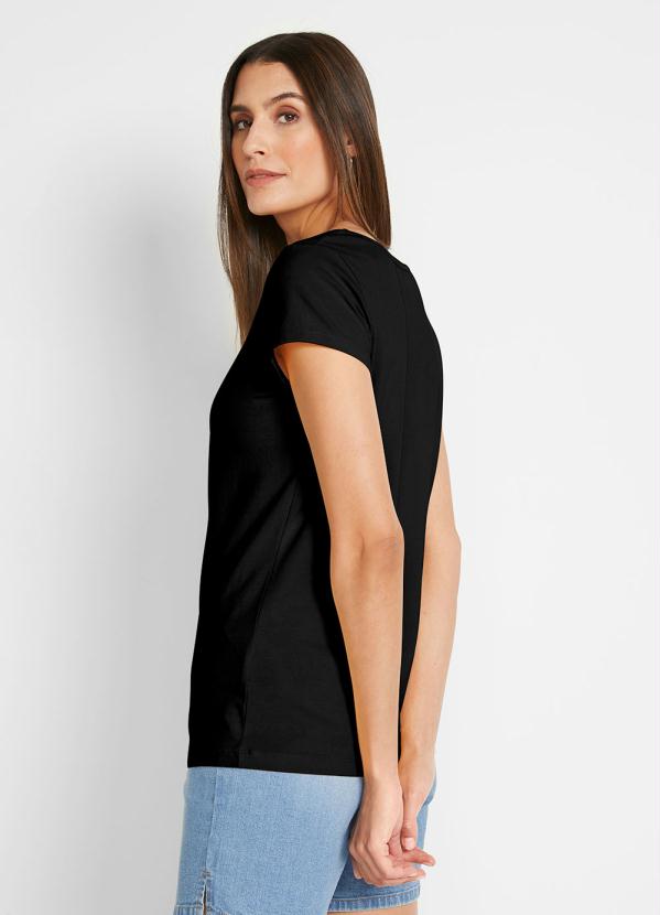 bonprix - Blusa Decote Quadrado Manga Curta Preta 2