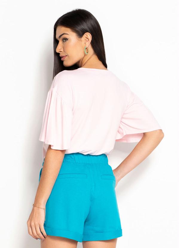 bonprix - Blusa Decote Redondo Rosa Claro 3