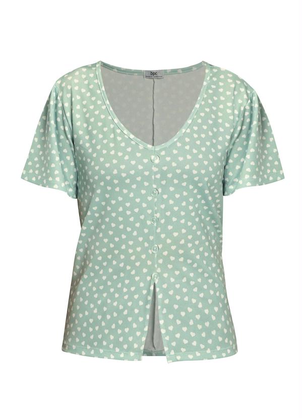Queima Estoque - Blusa Decote V Poá Coração Verde 6