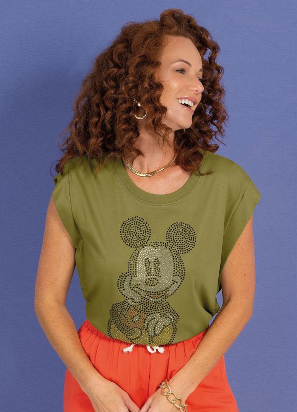 Disney - Blusa em Meia Malha com Ombreiras Verde