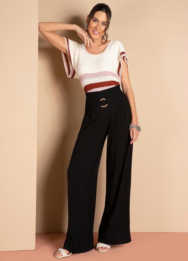 Quintess - Blusa em Tricô Listras Vinho com Decote Quadrado 5