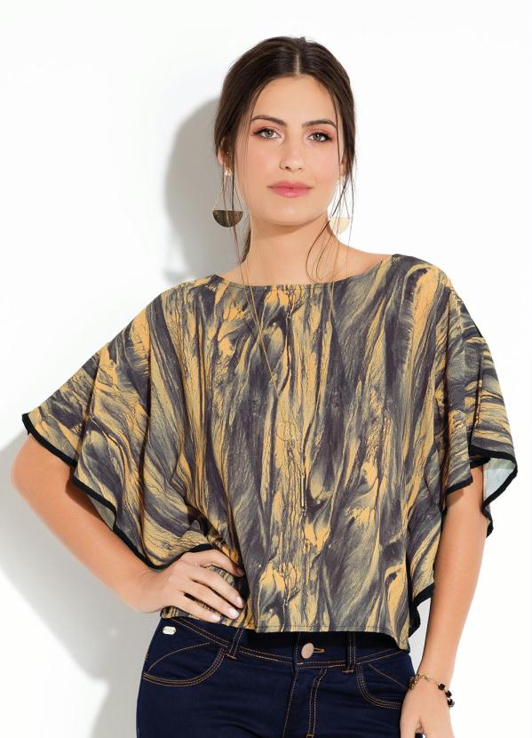 Quintess - Blusa Estampa Marmorizada com Mangas Amplas
