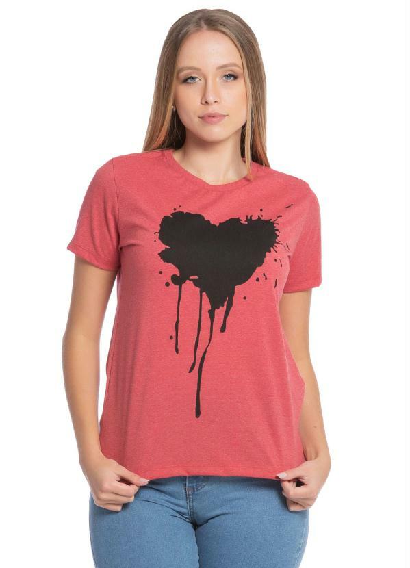 Up Close - Blusa Feminina com Coração Vermelho Mescla