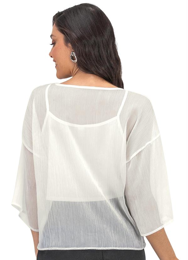 Rovitex - Blusa Feminina com Cropped Chiffon Bege 2