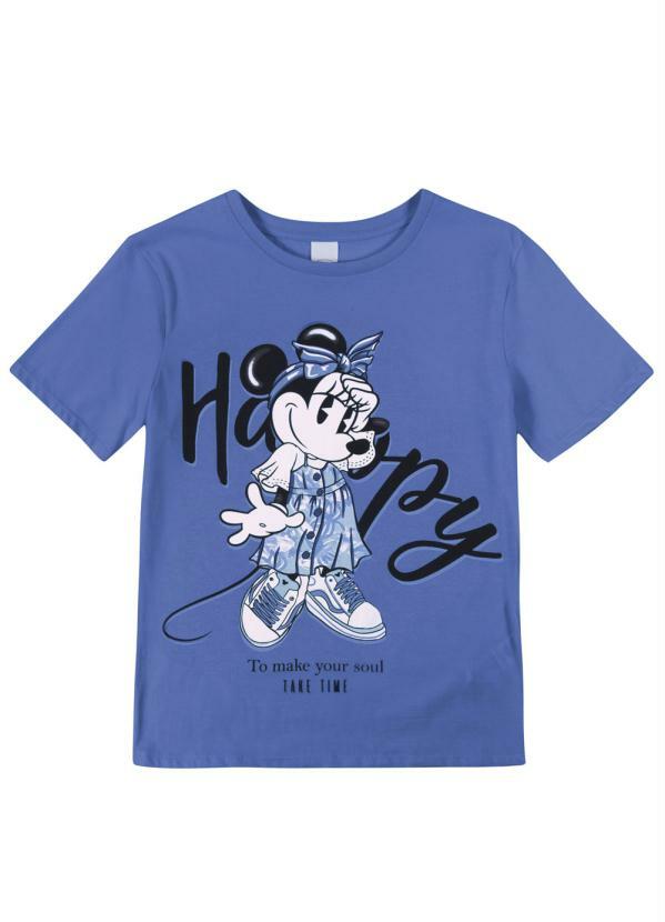 Disney - Blusa Feminina com Estampa Frente e Costas Azul