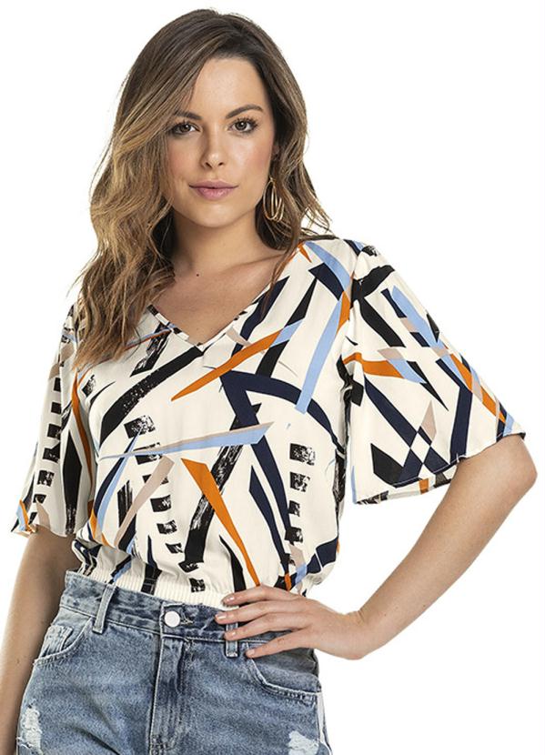 Rovitex - Blusa Feminina Estampada Bege