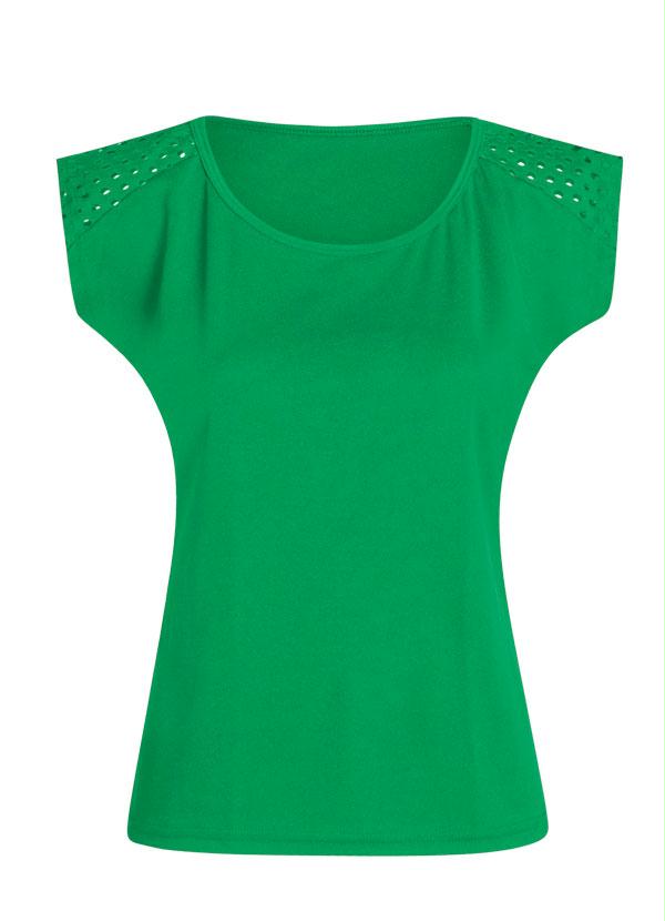 Outlet - Blusa Feminina Verde Detalhe Recorte 6
