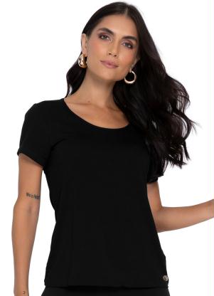 Rovitex - Blusa Feminina Viscotorcion Básica Preto - ROVITEX