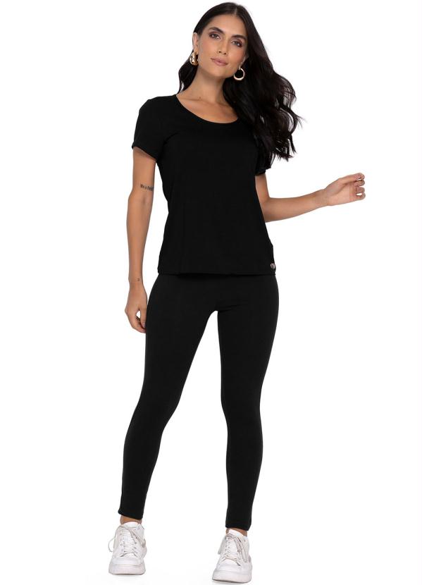 Rovitex - Blusa Feminina Viscotorcion Básica Preto 3