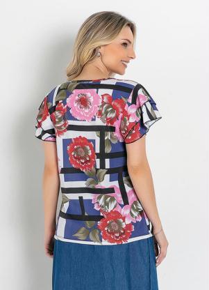 Rosalie - Blusa Floral Branca com Gota - ROSALIE