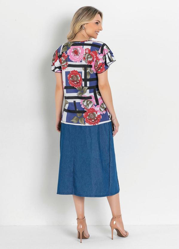 Rosalie - Blusa Floral Branca com Gota 4